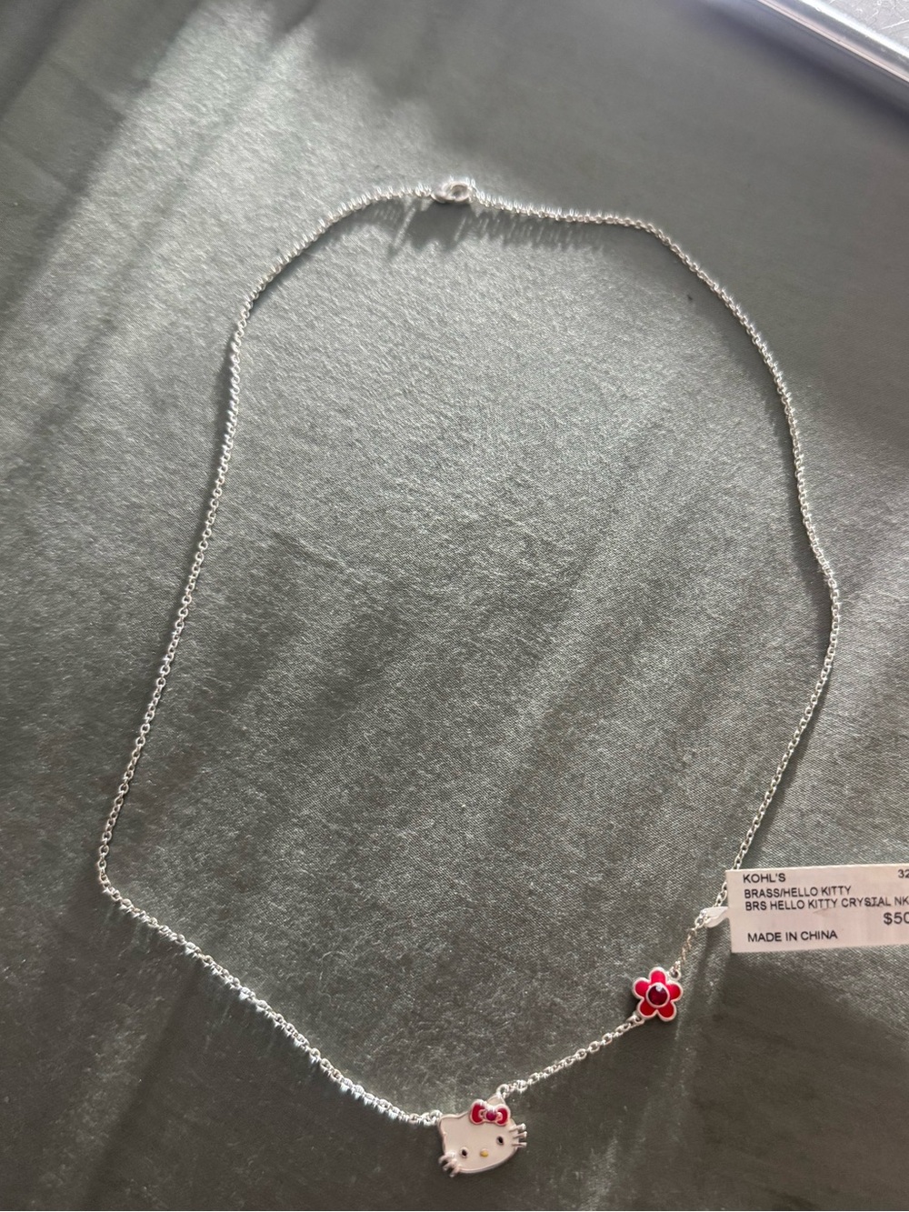 Hello Kitty Necklace with Pink Enamel Charms